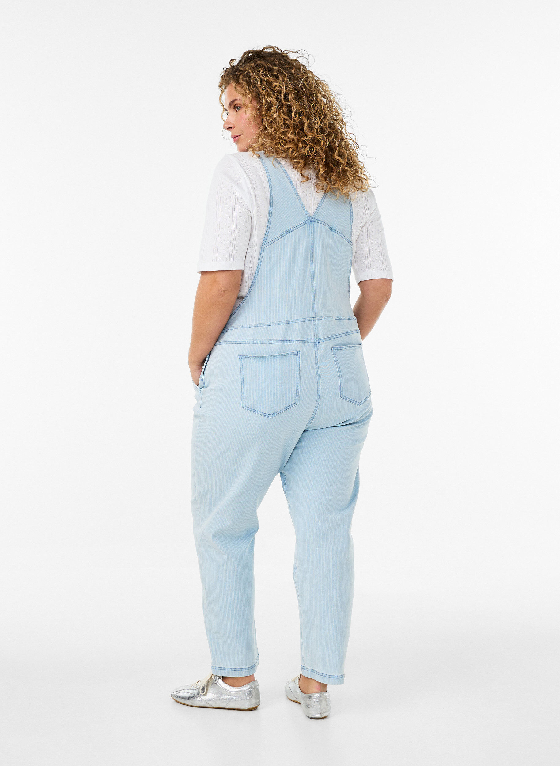 ZizziGestreifte Jeans-Latzhosen, Blau, Model image number 1