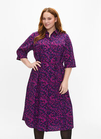 FLASH – Hemdkleid mit Aufdruck, Pink Blue AOP, Model