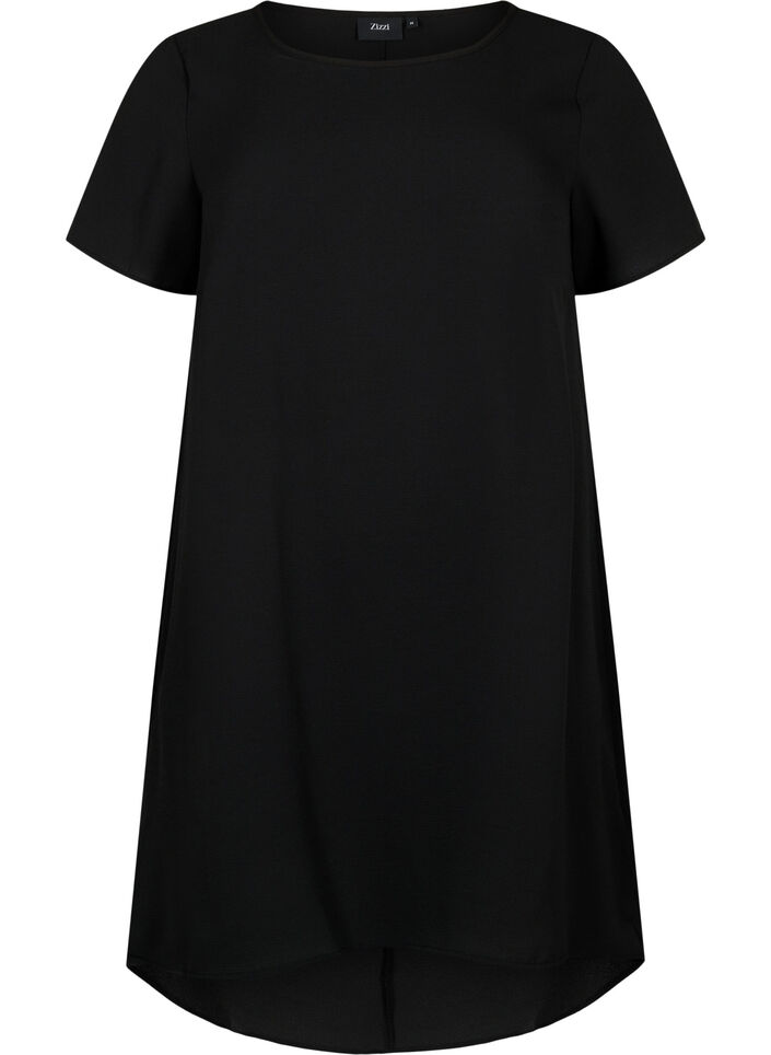 Kleid mit Aufdruck und kurzen &Auml;rmeln, Schwarz, Packshot image number 0