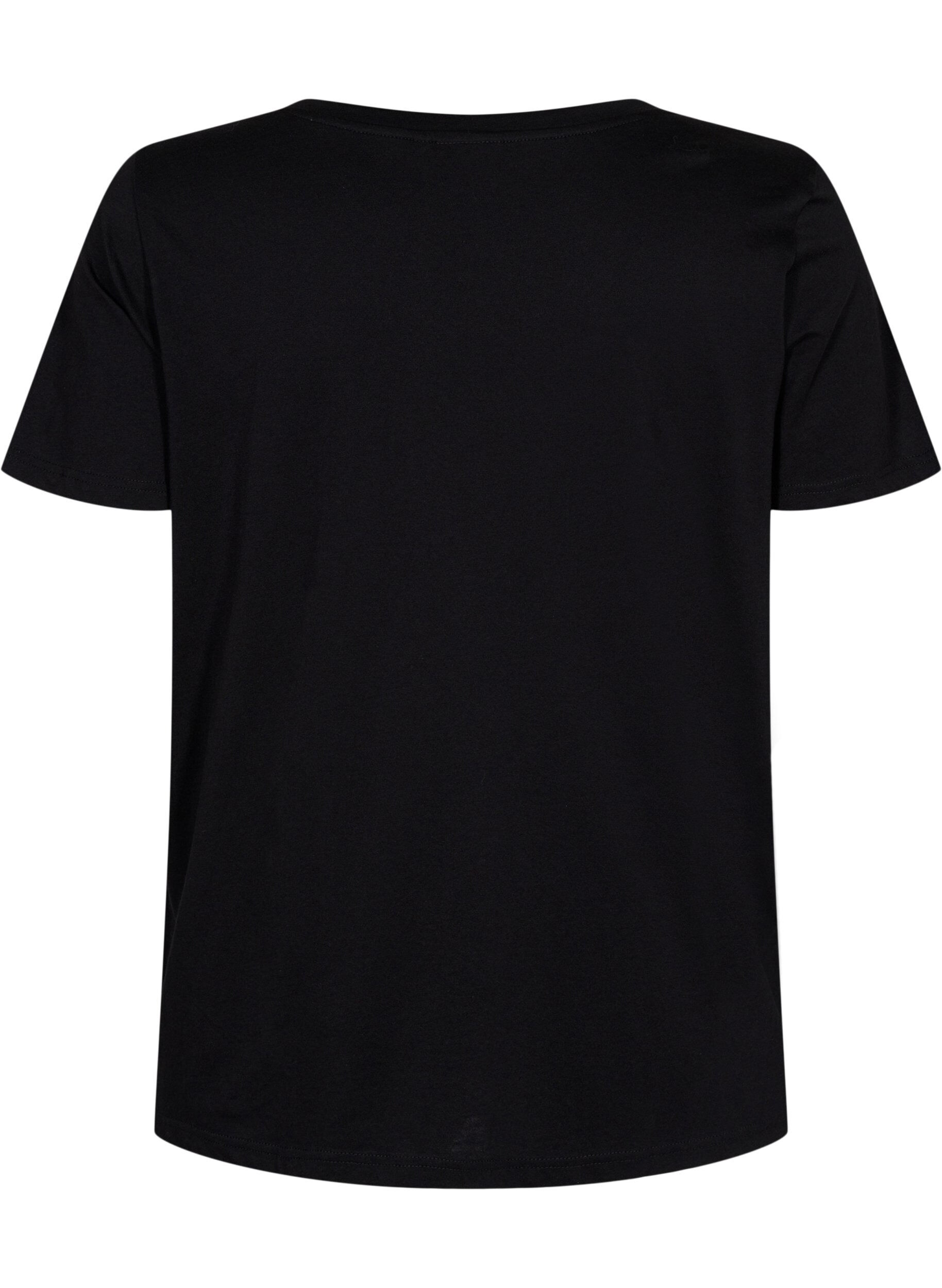 Zizzi Trainings-T-Shirt mit Print, Black w. Pink A, Packshot image number 1