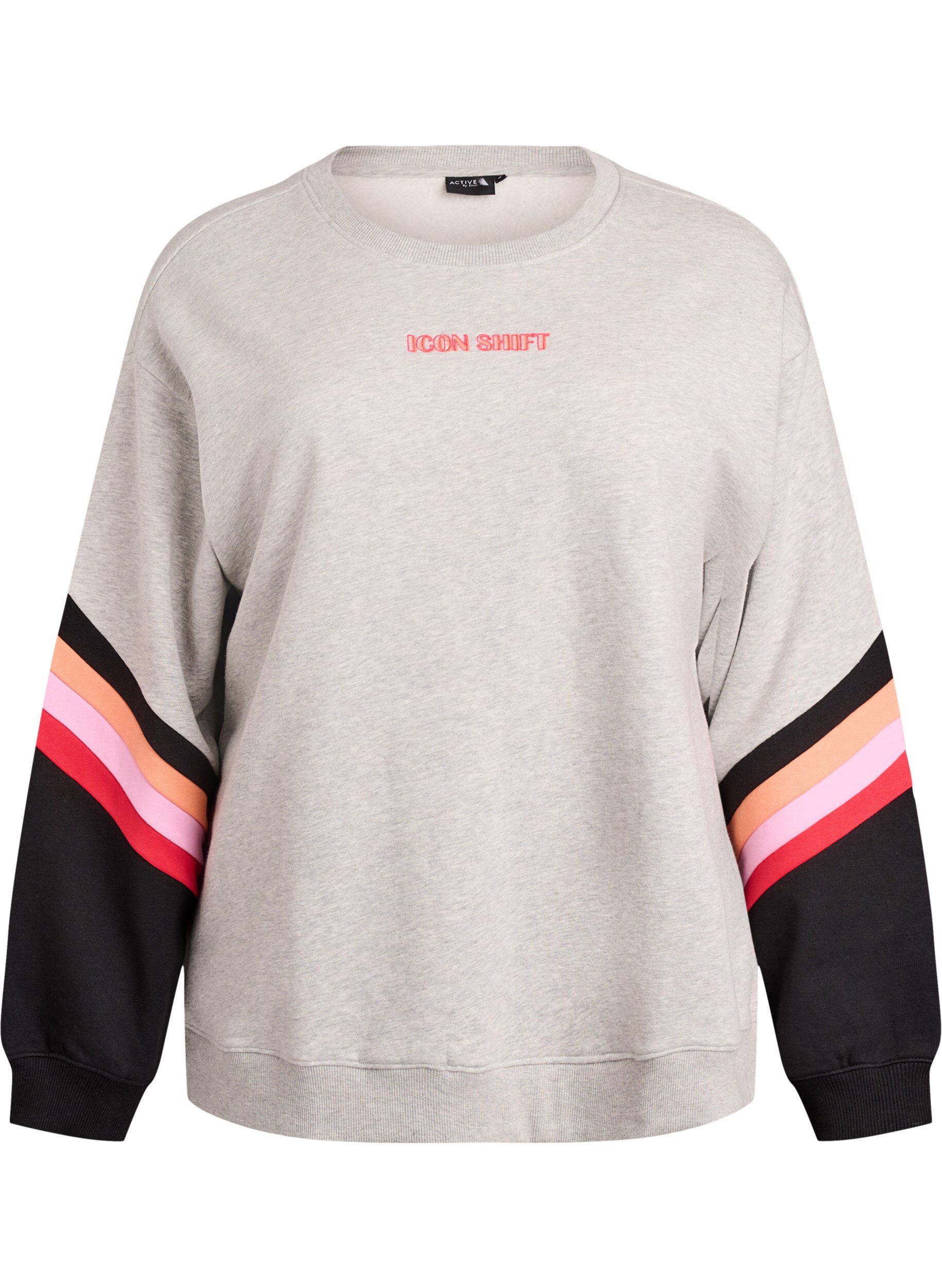 Zizzi Lockeres Sweatshirt mit Kontrastdetails an den &Auml;rmeln, Grau, Packshot image number 0