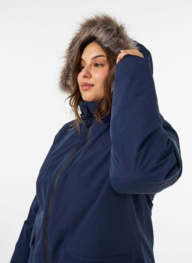 Wasserdichter Parka mit Kapuze, Blau, Model image number 3