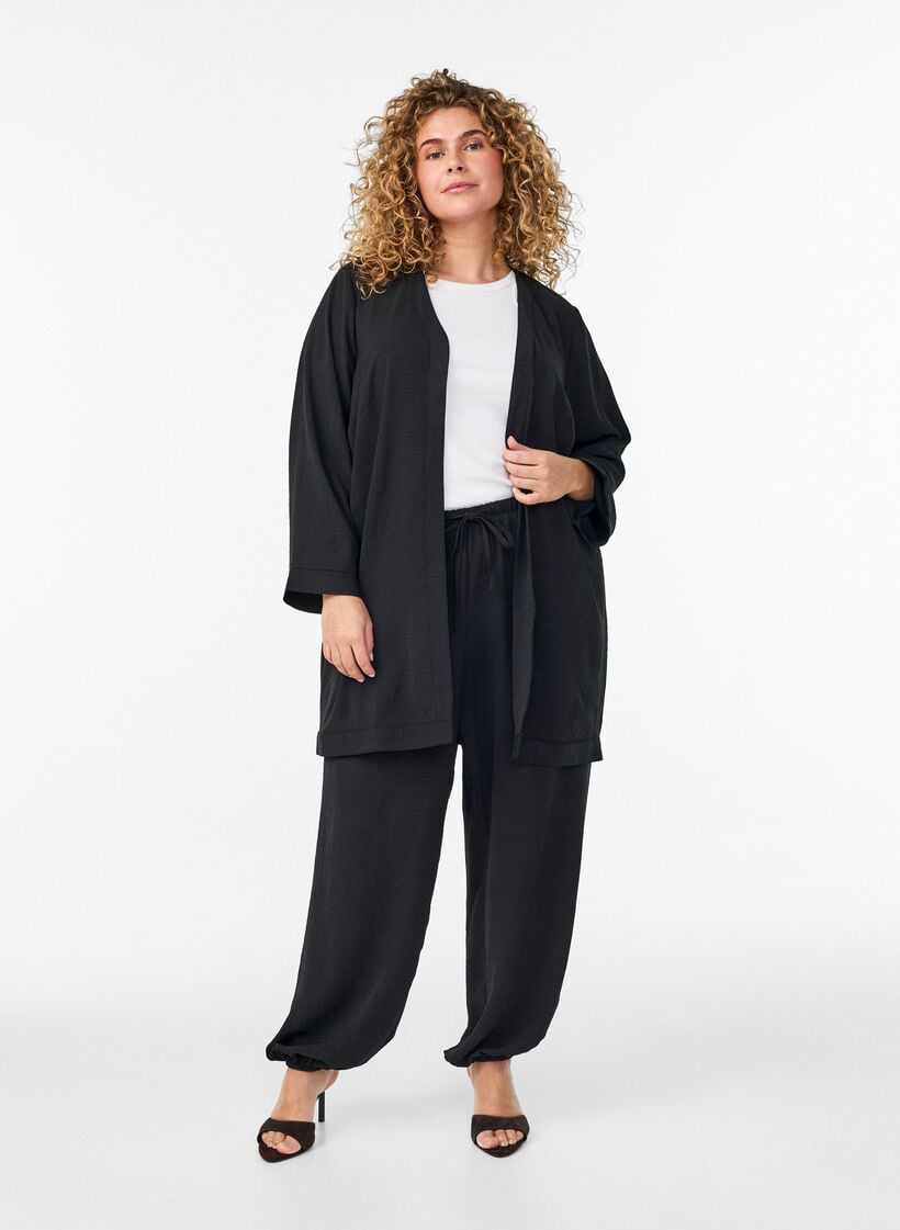 Kimono mit 7/8-&Auml;rmeln, Schwarz, Model image number 1