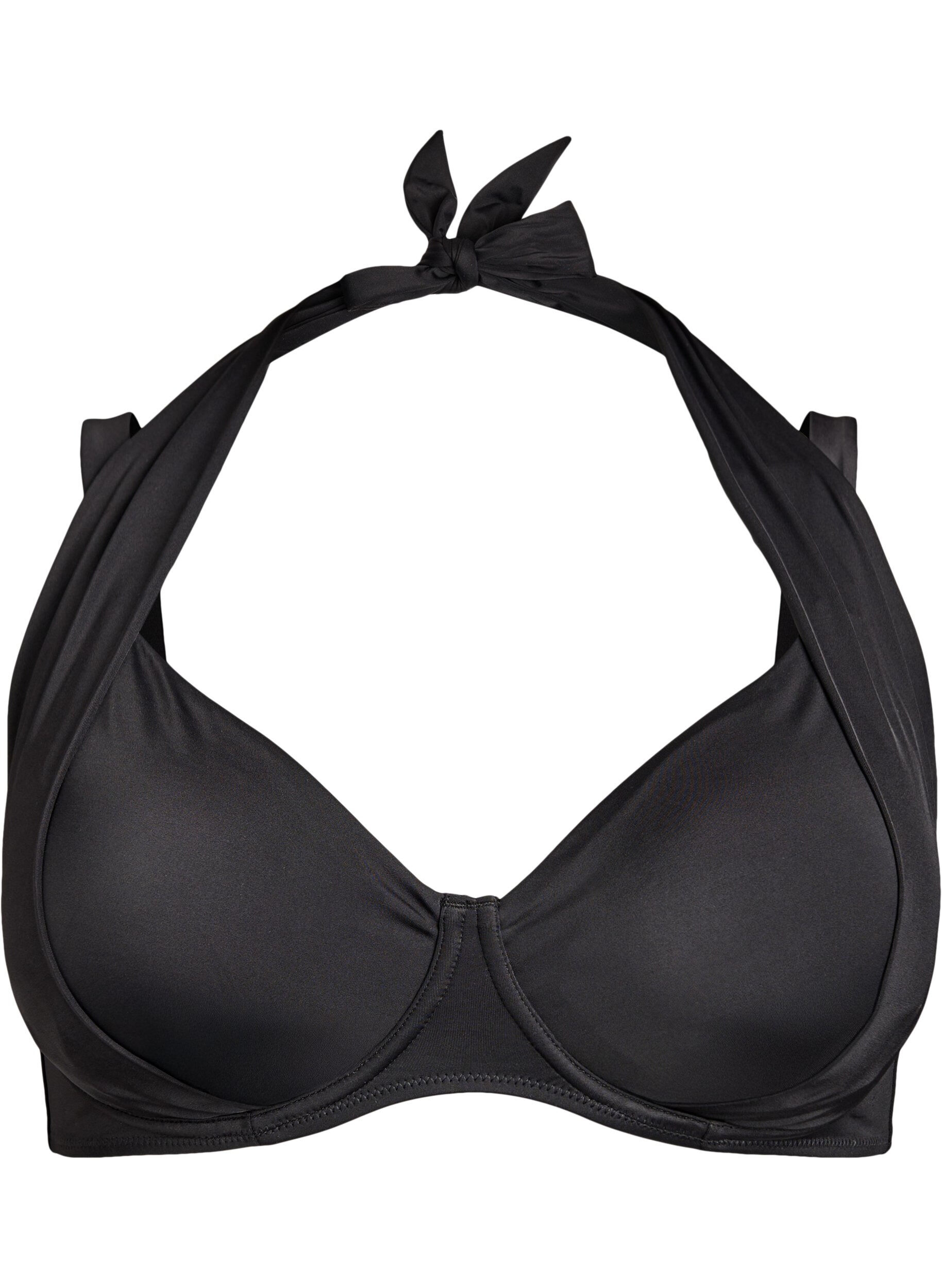 Zizzi Bikini Top mit B&uuml;gel und Neckholder, Schwarz, Packshot image number 0