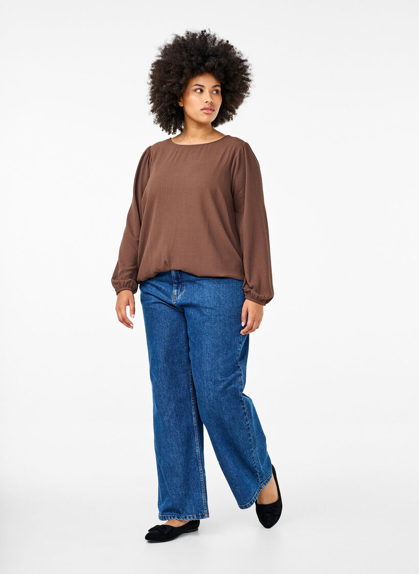 Bluse mit Silberglitzer, Braun, Model image number 1