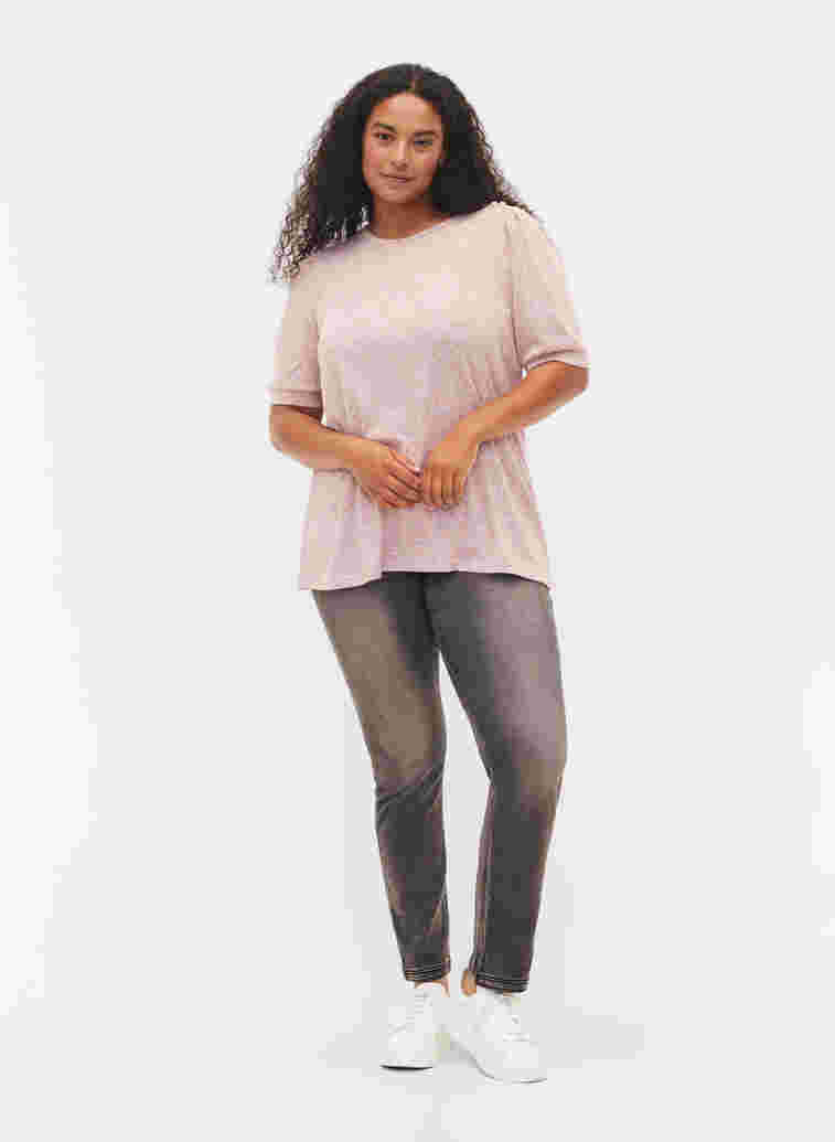 Bluse mit kurzen Puffärmeln, Dusty Rose Mel., Model image number 3
