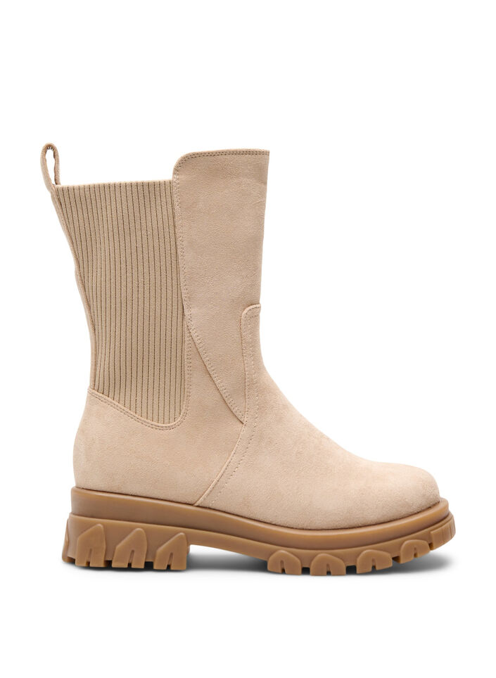 Extra-Weite - Grober Stiefel aus Wildlederimitat., Beige, Packshot image number 0