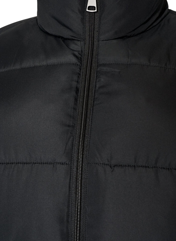 Kurze Pufferjacke mit hohem Kragen, Schwarz, Packshot image number 2