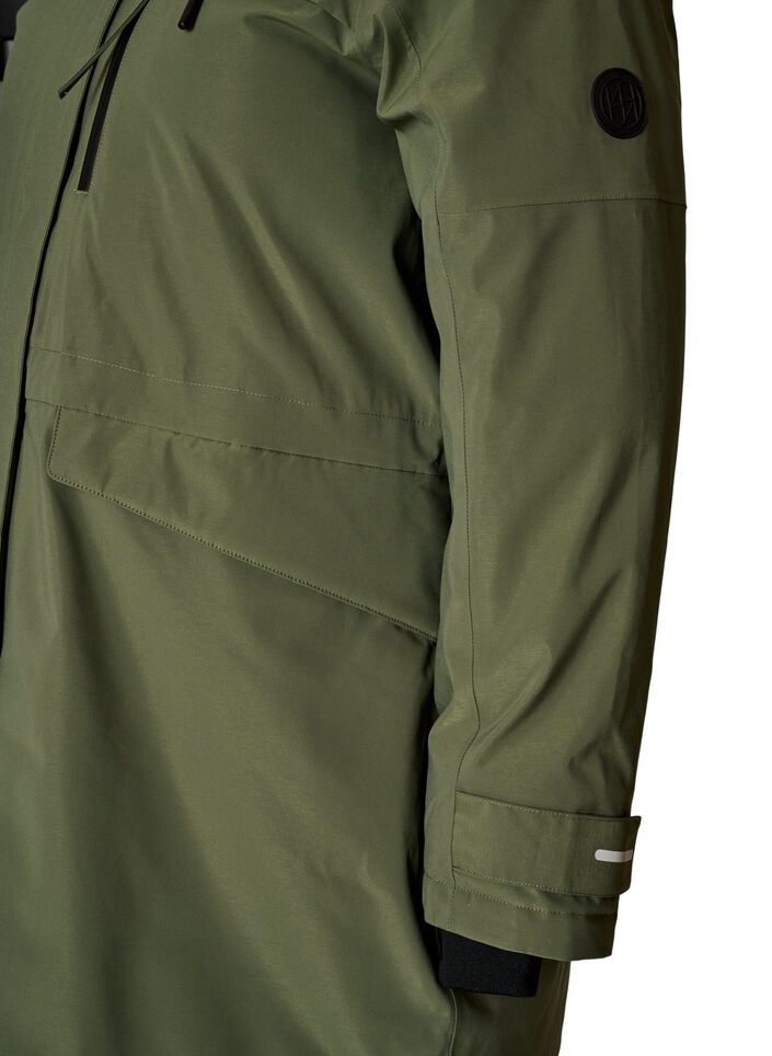 Wasserabweisender Parka mit Kapuze und funktionalen Details, Gr&uuml;n, Packshot image number 3