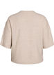 Locker sitzende Strickshirt mit kurzen Ärmeln, Beige, Packshot image number 1