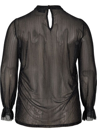 Leicht transparente Bluse mit Lurex, Black w. Silver, Packshot image number 1