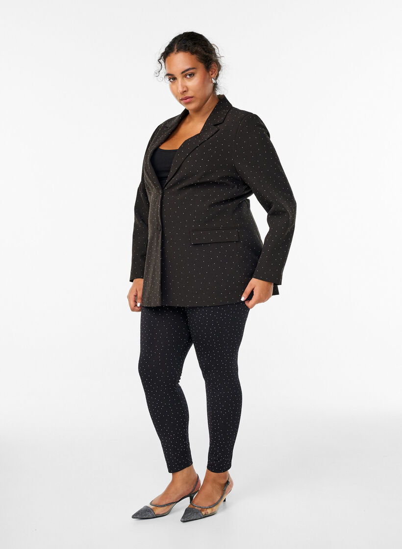 Leggings mit Strasssteinen, Schwarz, Model image number 1