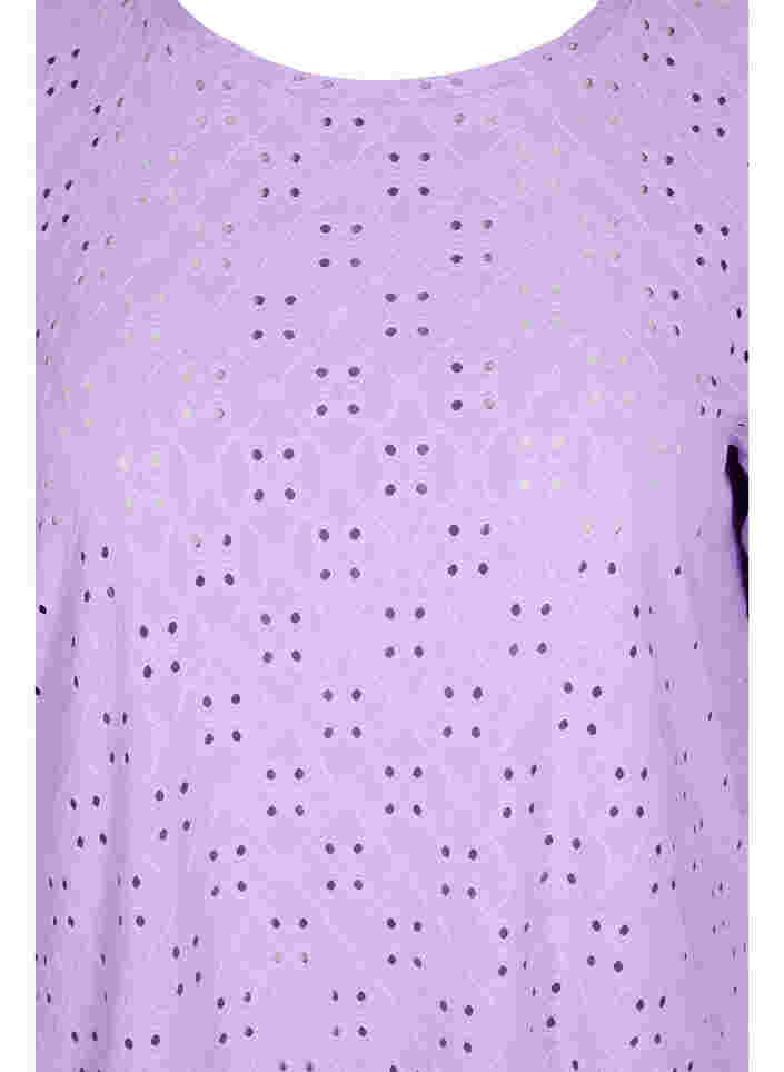 Bluse mit Lochstickerei und 2/4-Ärmeln, Lavendula, Packshot image number 2