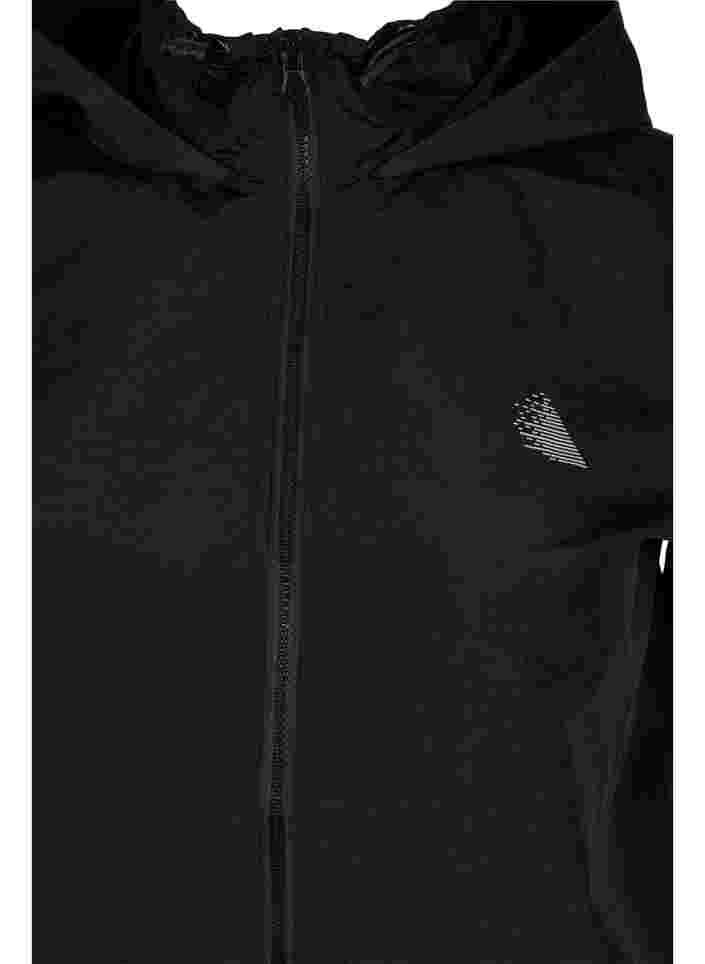 Sportjacke mit reflektierenden Details und verstellbaren Kordelzug, Black w. Reflex, Packshot image number 2