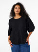 Bluse mit Struktur und 3/4-Ärmeln, Schwarz, Model image number 0