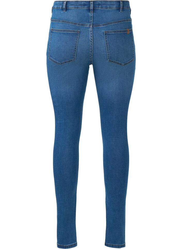 Amy Jeans mit hohem Bund und Knopfverschluss, Blue Denim, Packshot image number 1