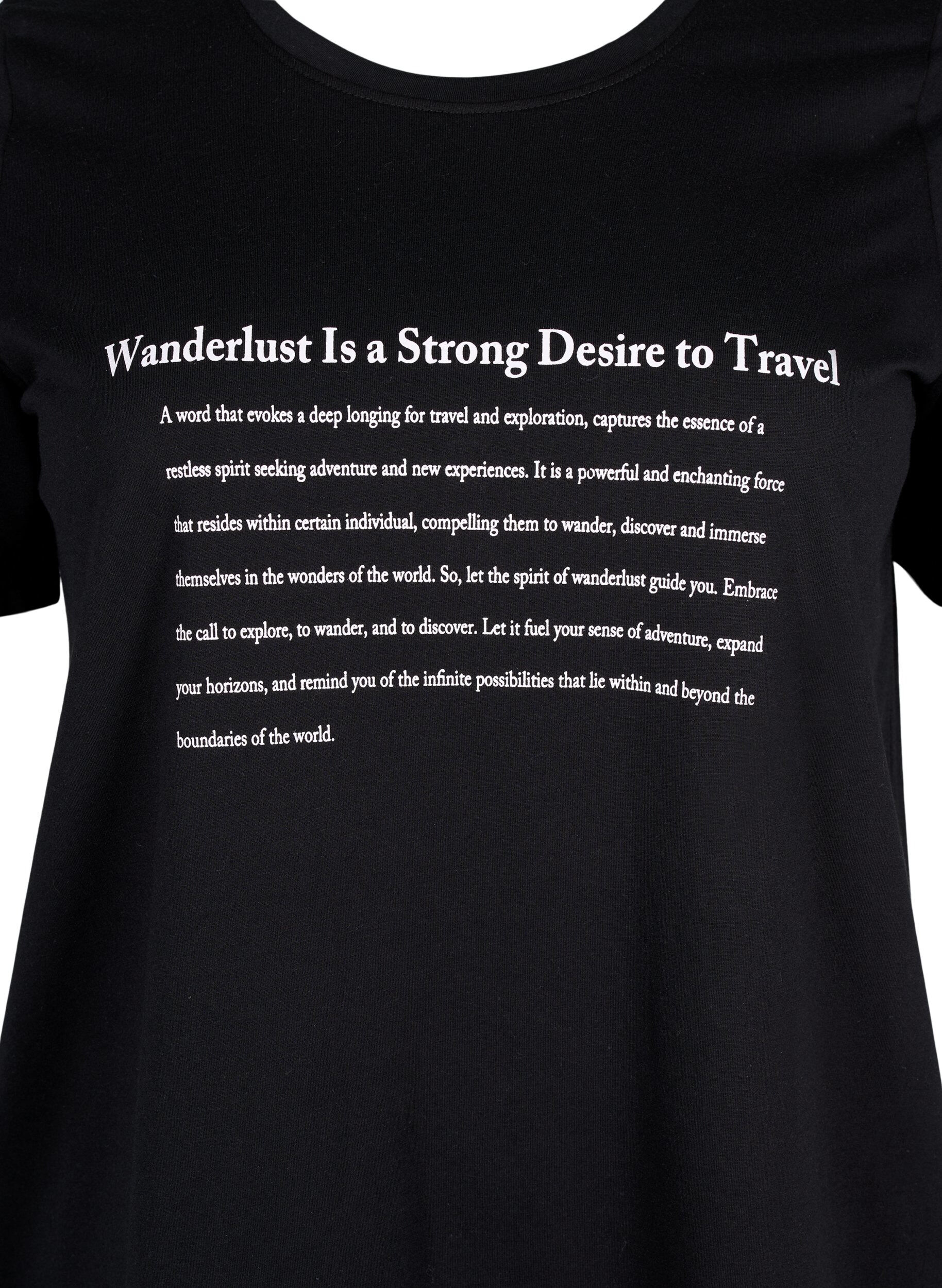 Zizzi FLASH - T-Shirt mit Motiv, Black Wanderlust, Packshot image number 2
