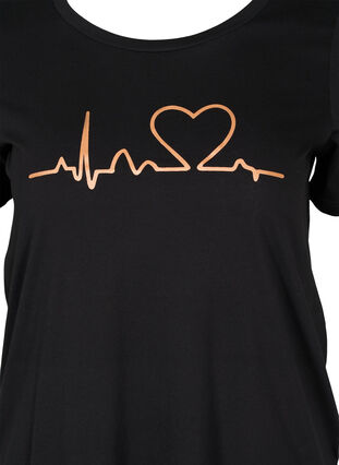 Kurzarm Schlaf-T-Shirt aus Baumwolle, Black HEART COPPER, Packshot image number 2