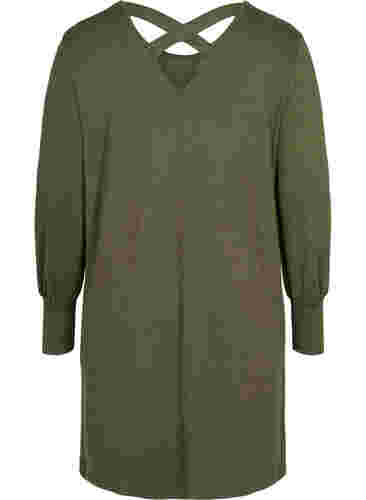 Langärmliges Kleid mit Rückenausschnitt, Ivy Green Mel., Packshot image number 1
