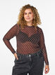 Bluse aus Mesh mit Punkten, Braun, Model image number 0