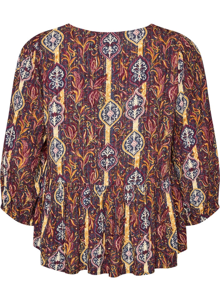 Bluse mit Paisleymuster und Spitzendetails, Lila, Packshot image number 1