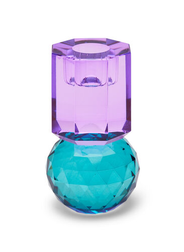 Kerzenständer aus Kristallglas, Violet/Petrol, Packshot image number 0