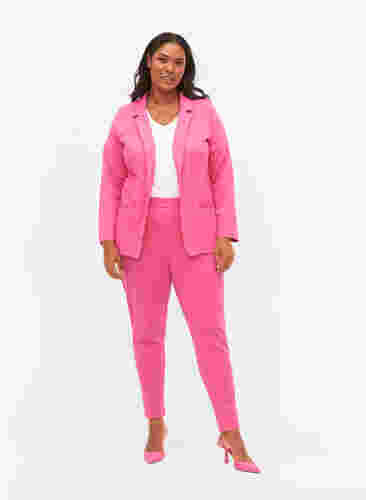 Schlichter Blazer mit Knopf und Dekorationstaschen, Shocking Pink, Model image number 2