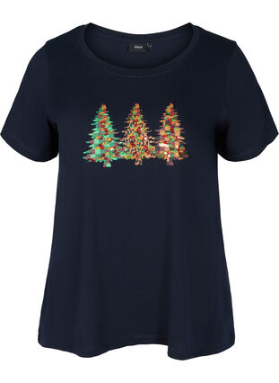 Weihnachts-T-Shirt mit Pailletten, Night Sky, Packshot image number 0