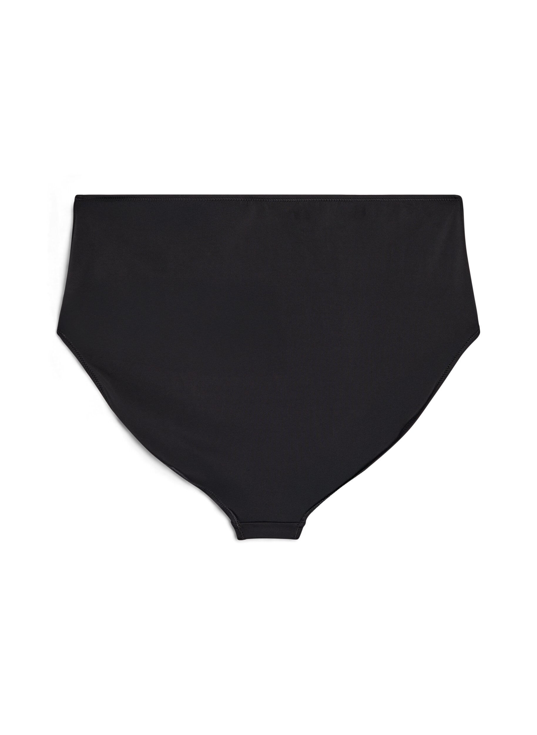 Zizzi Einfarbige hoch taillierte Bikinihose, Schwarz, Packshot image number 1
