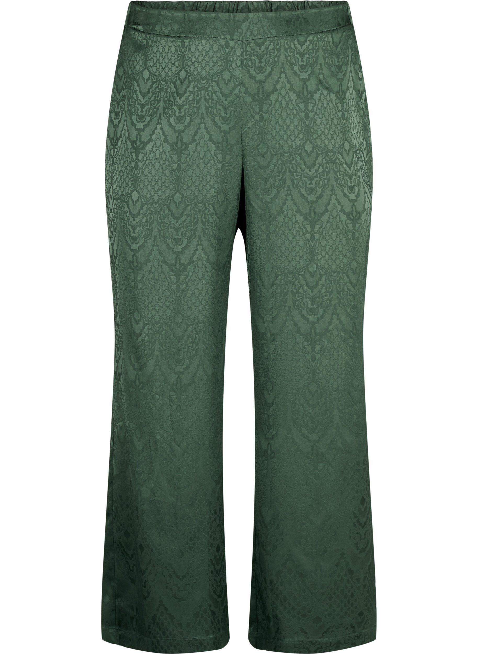 Zizzi Hose mit Strukturmuster, Duck Green, Packshot image number 0