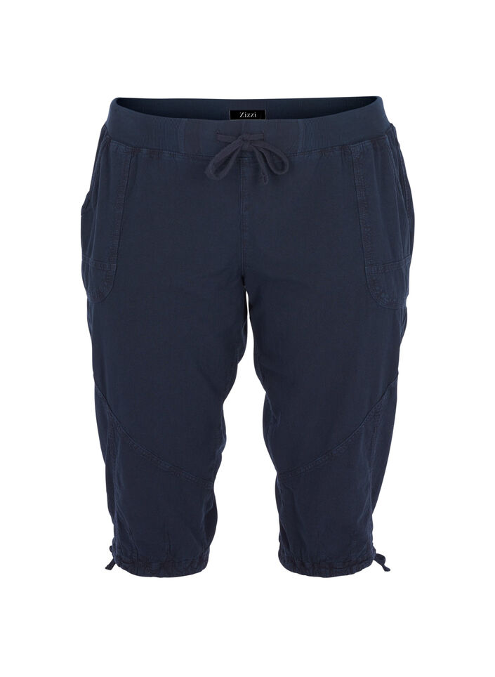 Lockere Caprihose aus Baumwolle, Blau, Packshot image number 0