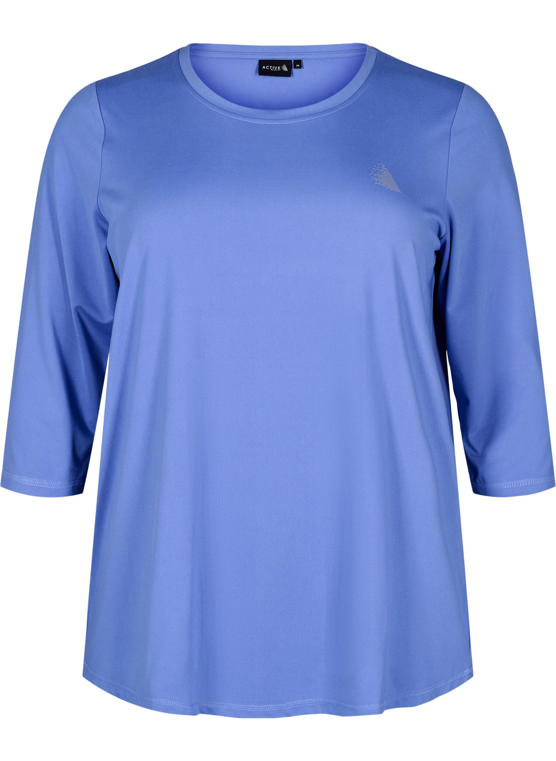 Zizzi Trainingsshirt mit 3/4-&Auml;rmeln, Blau, Packshot image number 0