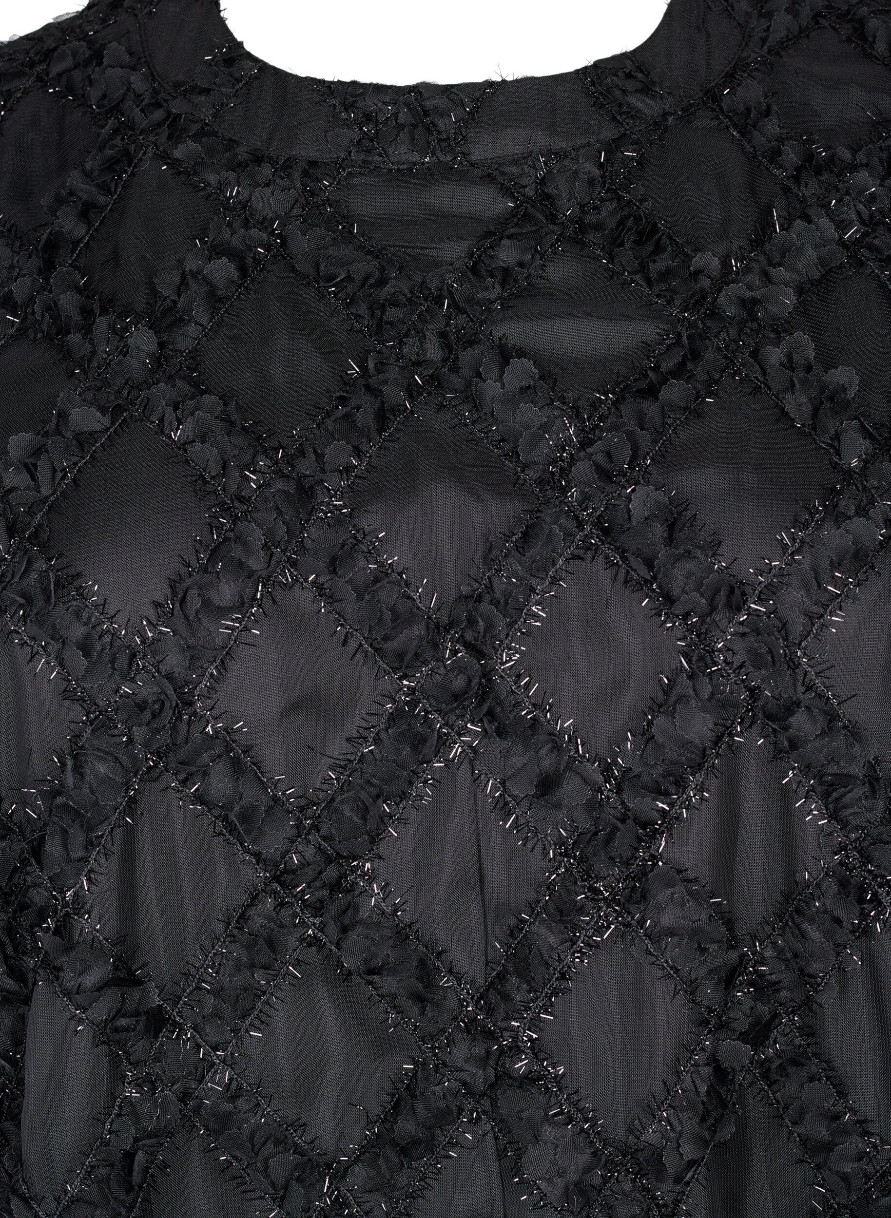 Zizzi Kurzes Kleid mit Strukturmuster, Black, Packshot image number 2