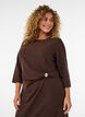 Jerseykleid mit Drapierung und dekorativer Schnalle, Braun, Model image number 2