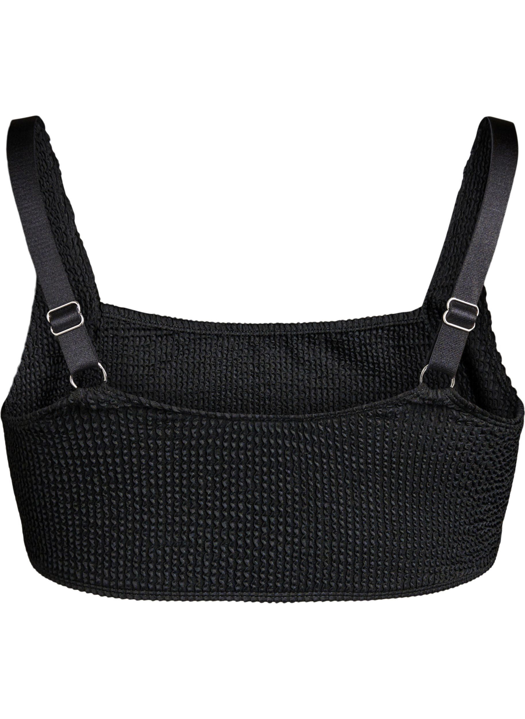 Zizzi Bikinioberteil aus Krepp mit verstellbaren Tr&auml;gern, Schwarz, Packshot image number 1