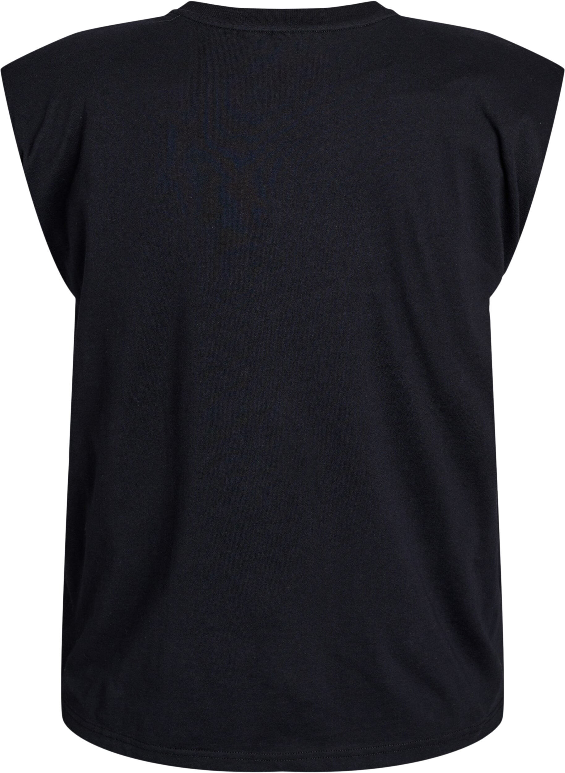 Zizzi &Auml;rmellose Jerseybluse mit Schulterpolstern., Schwarz, Packshot image number 1