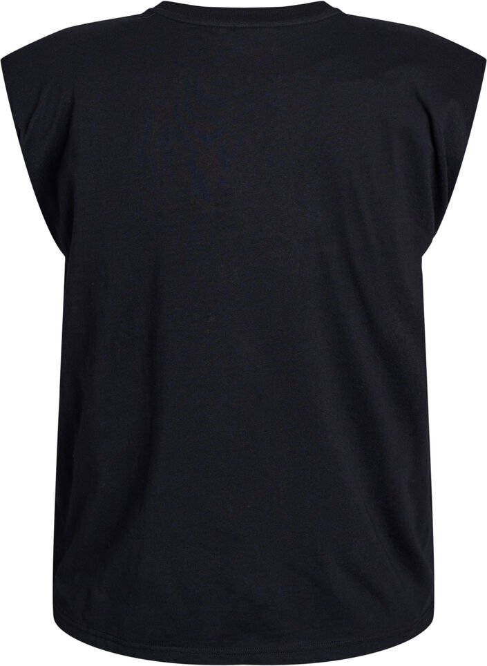 Ärmellose Jerseybluse mit Schulterpolstern., Schwarz, Packshot image number 1