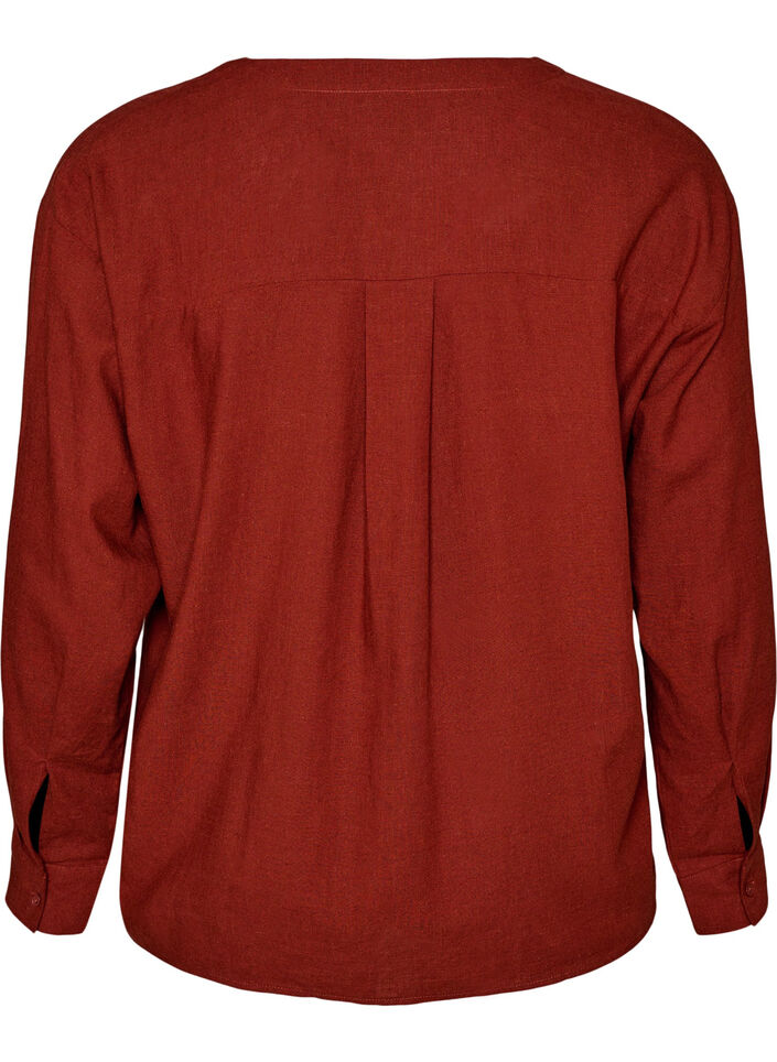 Bluse aus Leinen und Viskose mit V-Ausschnitt, Rot, Packshot image number 1