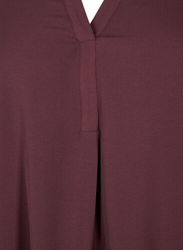 Unifarbene Bluse mit V-Ausschnitt, Fudge, Packshot image number 2