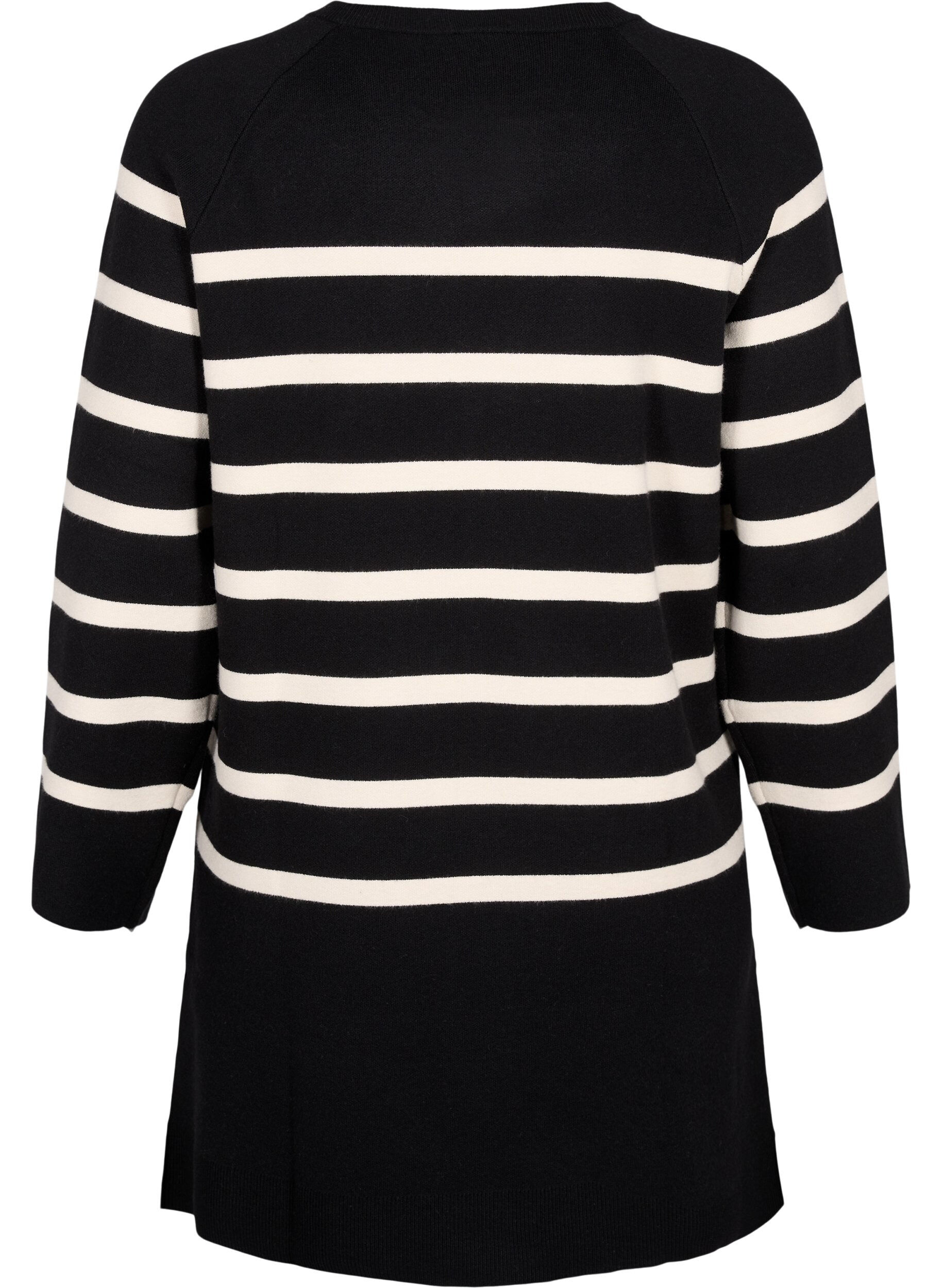 Zizzi Strickkleid mit Rundhalsausschnitt und Schlitz, Schwarz, Packshot image number 1