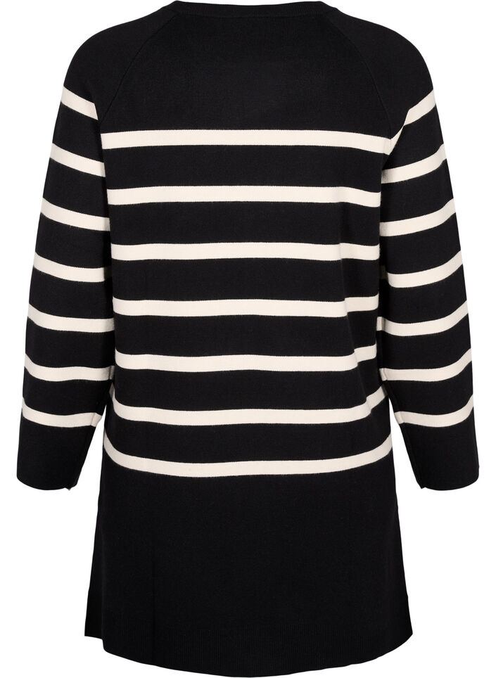 Strickkleid mit Rundhalsausschnitt und Schlitz, Schwarz, Packshot image number 1