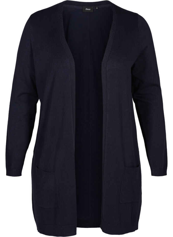 Lange Strickjacke aus einer Viskosemischung, Blau, Packshot image number 0