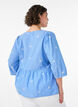 Bluse aus Baumwolle mit gestickten Blumen und Knopfverschluss, Blau, Model image number 2