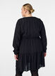 Kurzes Kleid mit gewebter Streifenstruktur und elastischer Taille, Schwarz, Model image number 2