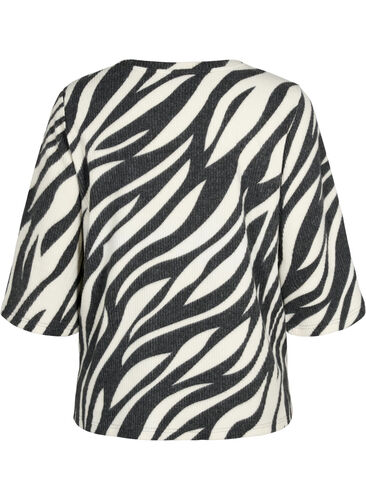 Bluse mit 3/4-Ärmeln und Zebramuster, White Zebra, Packshot image number 1