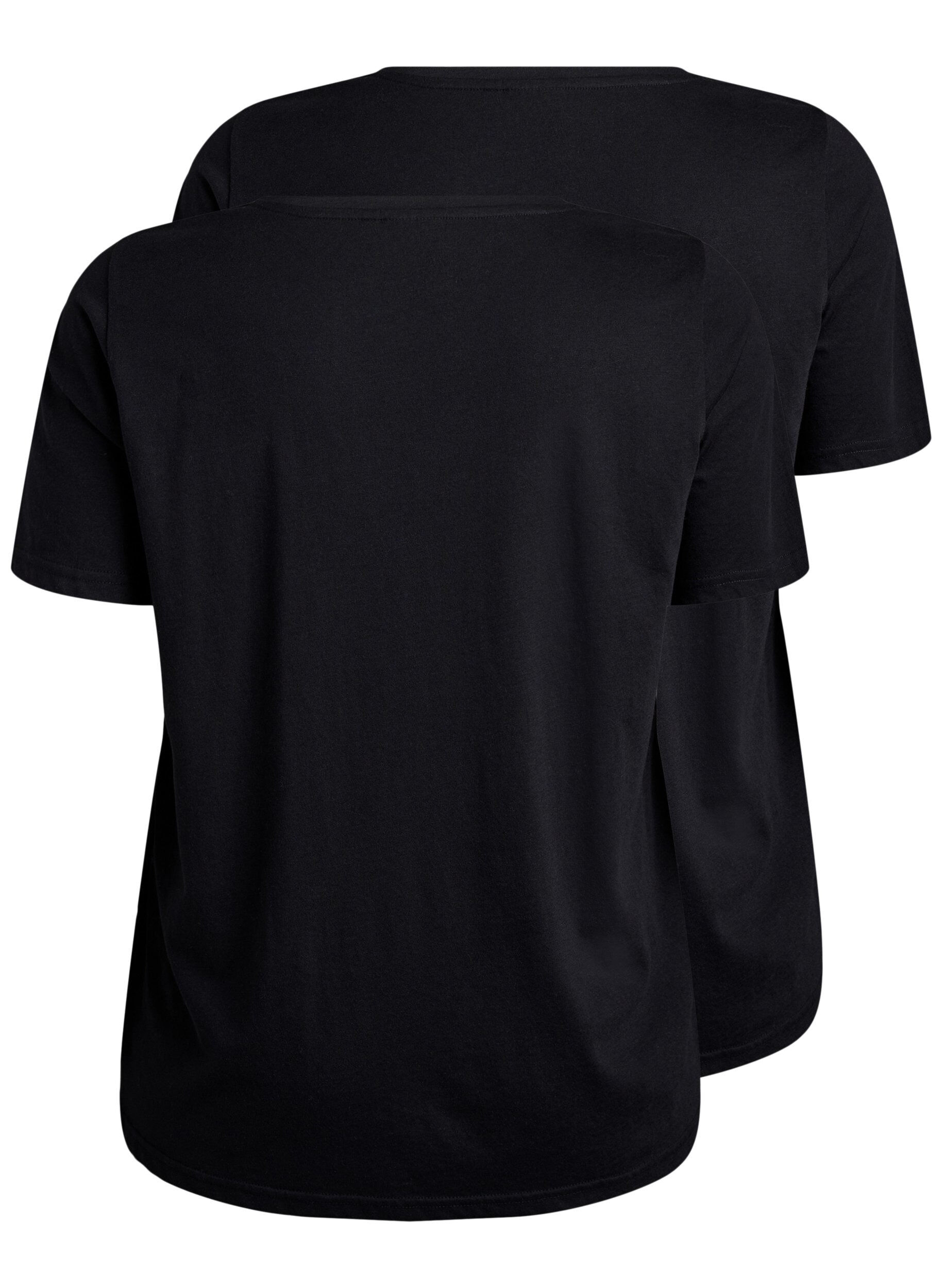 Zizzi 2er-Pack T-Shirts mit V-Ausschnitt, Schwarz, Packshot image number 1