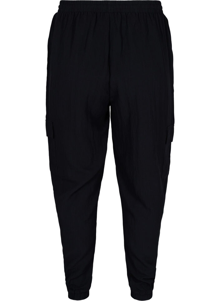 Lockere Cargohose aus Viskose, Black, Packshot image number 1