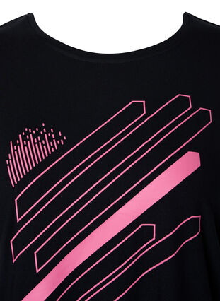 Trainingsshirt mit kurzen Ärmeln und Print, Black/Pink Print, Packshot image number 2
