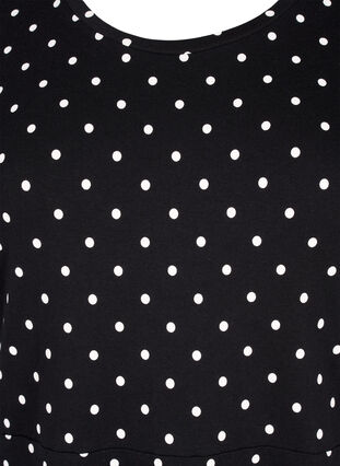 Baumwollkleid mit kurzen Ärmeln und Punkten, Black w. White Dot, Packshot image number 2