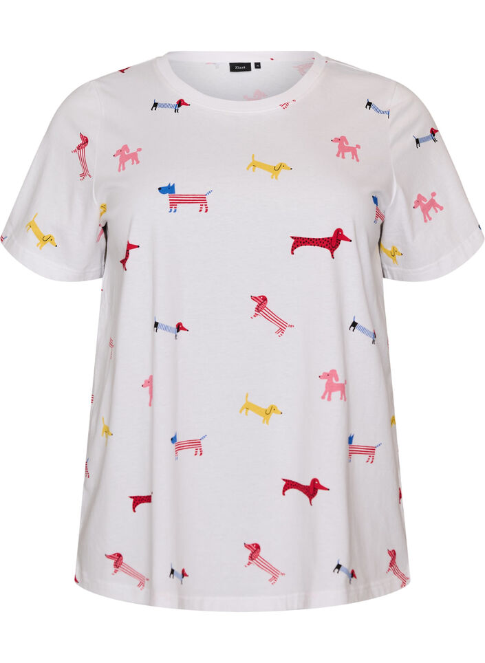 T-Shirt aus Baumwolle mit Hunde-Print, Wei&szlig;, Packshot image number 0